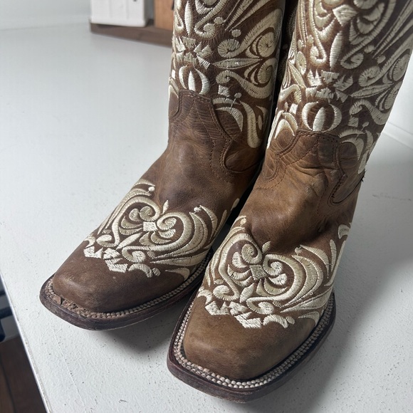 Circle G Brown Embroidered Western Cowboy Boots Women 6.5 Leather Rodeo - Picture 4 of 8
